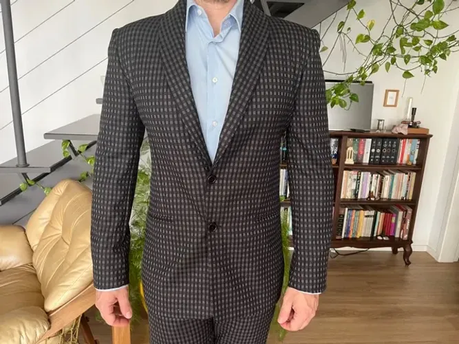 Terno Preto Quadriculado João Pimenta 100% lã fria Impecável e Lindo