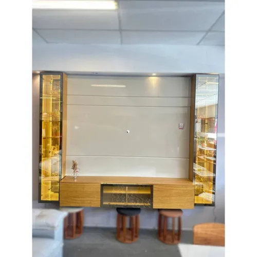 Home Luminare c/ 2 Torres Reflecta 293cm c/ Led para Tv até 85 " - Off White/Naturale