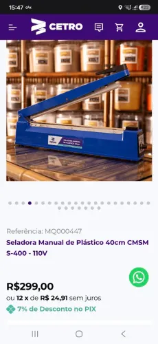 SELADORA MANUAL CETRO 40cm NOVA 110V