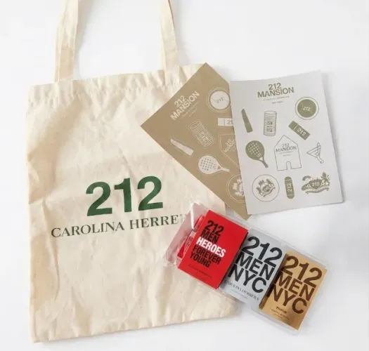 6 Amostras de Perfume Carolina Herrera 212 + Sacola e Adesivos (Kit 2)