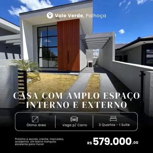 Vende-se linda casa no bairro Vale verde na cidade de Palhoça,