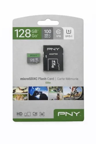 Cartão de memória microSD da PNY de 128 Gb modelo Elite SDXC - classe 10 UHS-1 - 100Mb/s