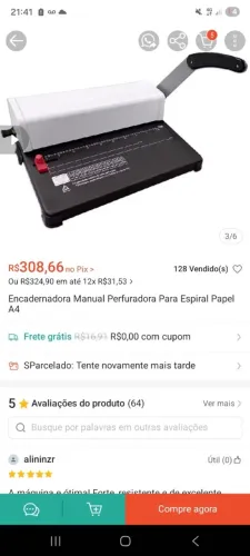 Maquina de Encadernaçao com Espiral Manual