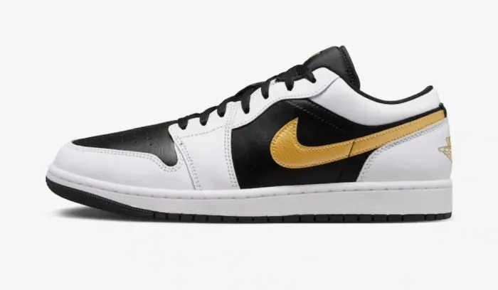 Coleção de Tênis Nike Air Jordan 1 Low - Branco/Preto/Dourado