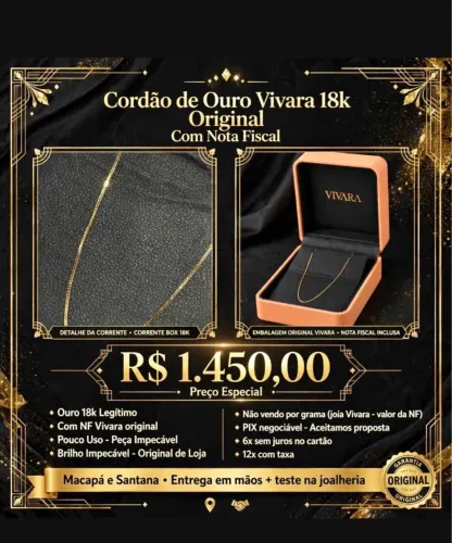 Vendo cordão de ouro VIVARA