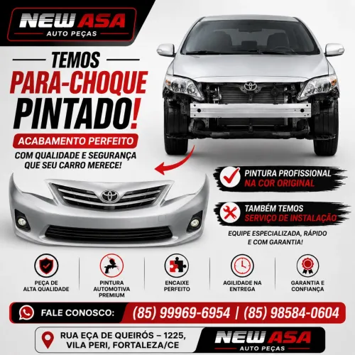 PARA CHOQUE COROLLA NOVO PINTADO E COM SERVIÇO DE INSTALAÇÃO. ( MONTAGEM IMEDIATA)