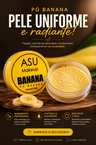 Pó Banana ASU Makeup - Acabamento Profissional e Pele Perfeita