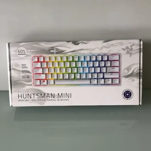 Teclado Mecânico Razer Huntsman Mini Mercury/Branco - Switch Ótico 