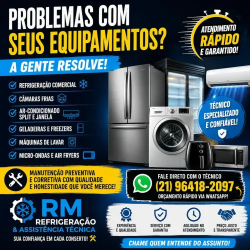 Técnico de refrigeração e máquina de lavar.