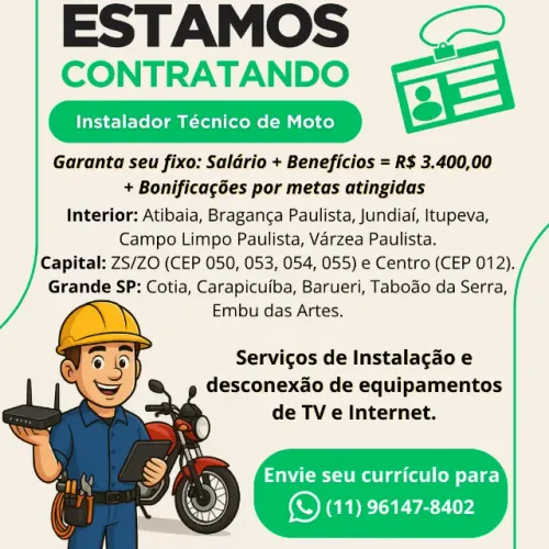 Instalador Técnico de Moto CEP 067 Cotia