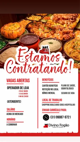 Vaga ATENDIMENTO Restaurante