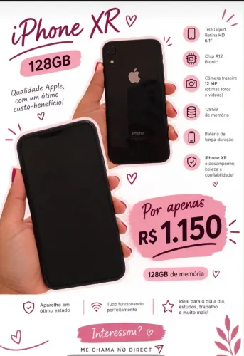 iPhone XR Preto 128GB à venda!