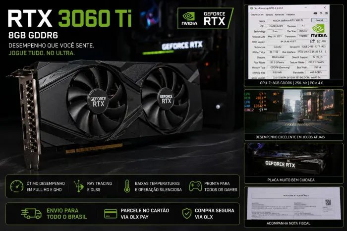 RTX 3060 Ti 8GB NVIDIA | Excelente Estado | Roda Tudo em Full HD