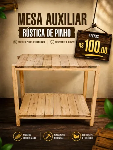 Mesa auxiliar rústica