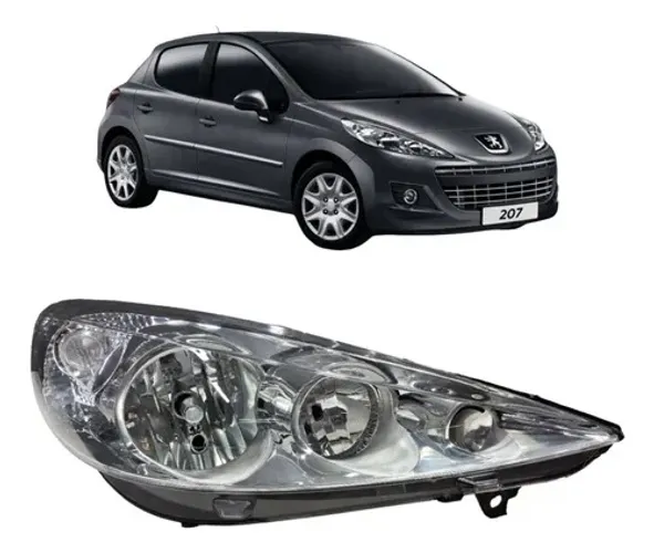 Farol Dianteiro Direito Peugeot 207 2009 A 2013 Cromado Direito/passageiro