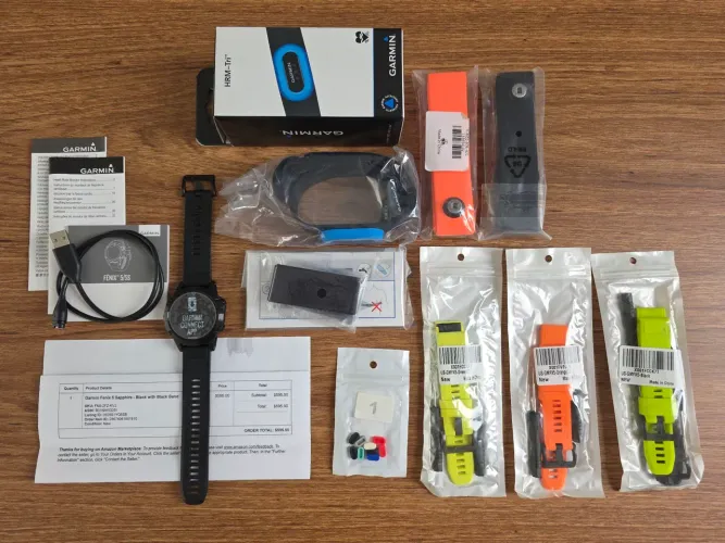 SmartWatch Garmin Fênix 5 Sapphire + Monitor Cardíaco HRM Tri + Acessórios 