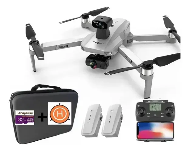 Drone Kf102 Max 2 Baterias Gps 22min (sensor) Case Cor Cinza
