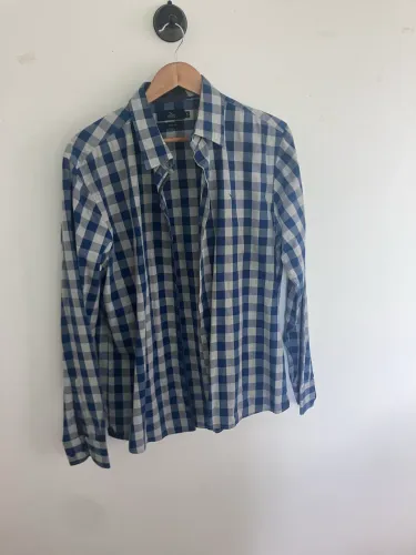 Camisa Yacht Master Slim Fit - Xadrez Azul e Cinza