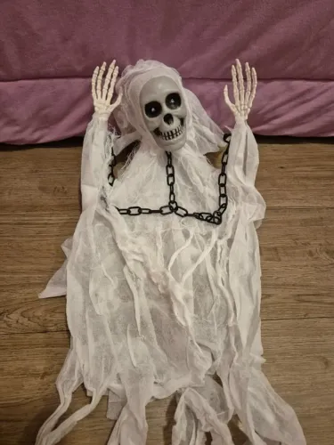 fantasma caveira eletrônico halloween com luz