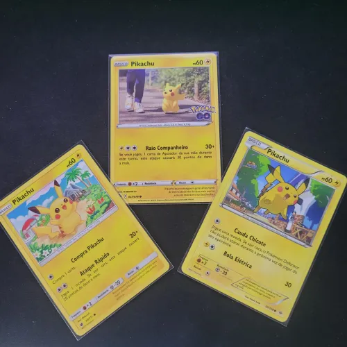 Kit com 3 cartas pikachu Pokémon tcg