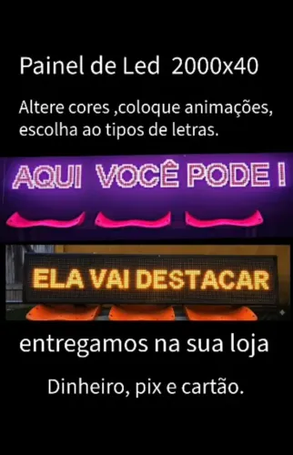 Painel de LED Letreiro Digital RGB - 2m x 40cm