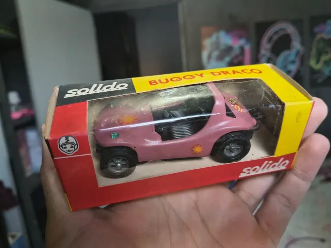 Miniatura Antiga Solido Brosol Buggy Draco Rosa 1:43 - Anos 80 - Caixa Original