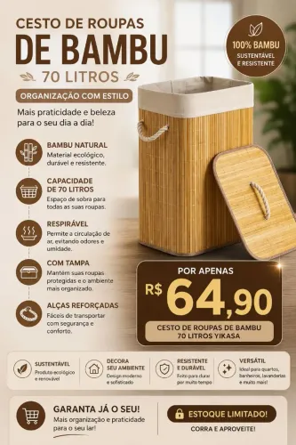 CESTO DE ROUPAS BAMBU