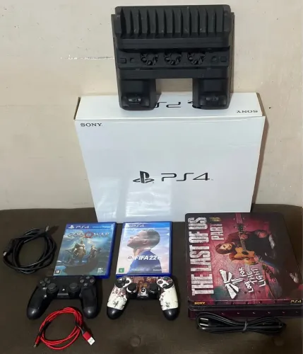Ps4 Slim 2 Controles 70 Jogos Aceito Cartão