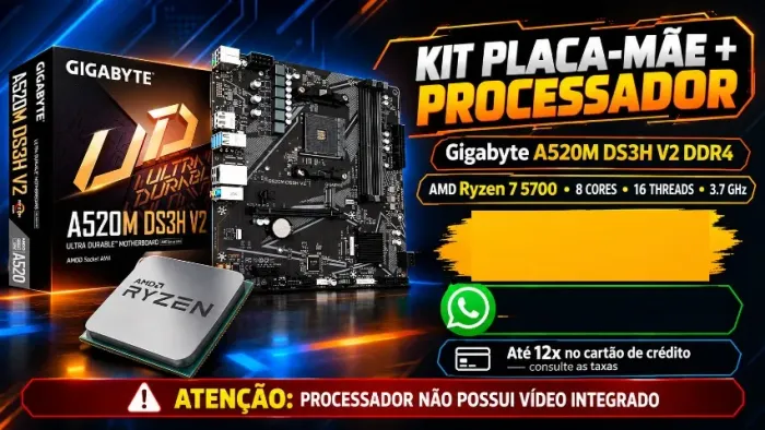 Kit Placa Mãe e Proc Amd Ryzen 7 5700 8 3.7ghz Am4 ddr4
