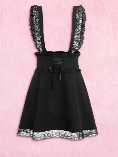 Saia preta Jirai kei kawaii - ROMWE SHEIN