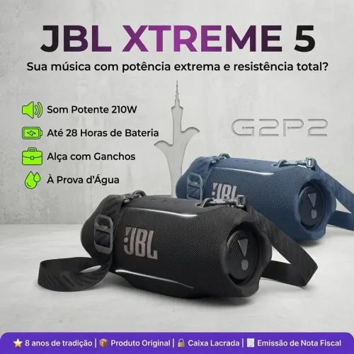 CAIXA DE SOM JBL XTREME 5 PORTÁTIL BLUETOOTH 130W RMS ORIGINAL LACRADA