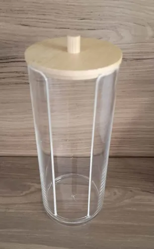 Organizador Acrílico Com Tampa Multiuso Porta Algodão Disco Maquiagem BanheiroTransparente