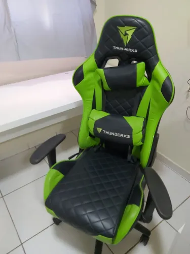 Cadeira Gamer Profissional TGC12 Preta/Verde ThunderX3