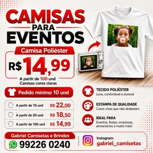 Camisa Personalizada para eventos em Geral