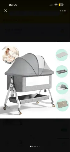 Berço Moisés Portátil Bebê Infantil Balanço Compacto Cinza 