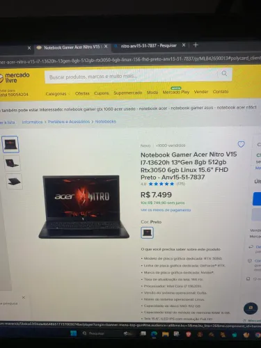 NOTEBOOK V15 i7 RTX