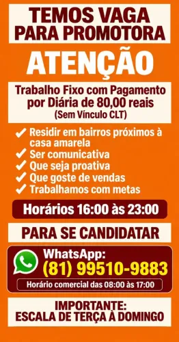 Vaga Promotora de vendas