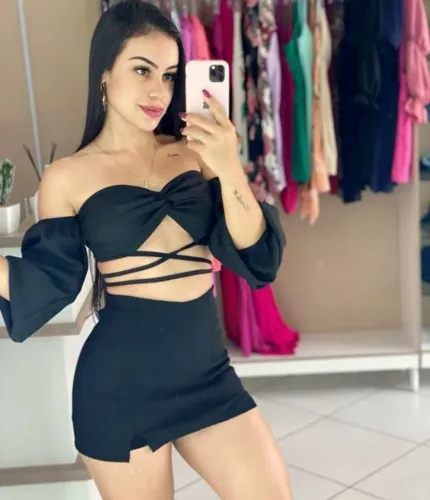 Short saia curto bengaline com fenda feminino