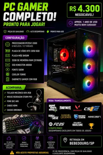 Kit pc gamer em ótimo estado