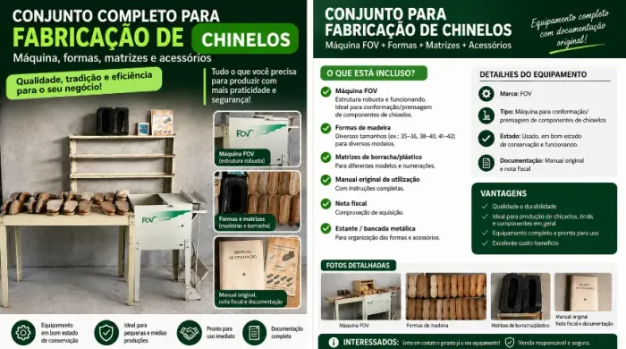 Máquina FOV com acessórios, para produção Chinelos