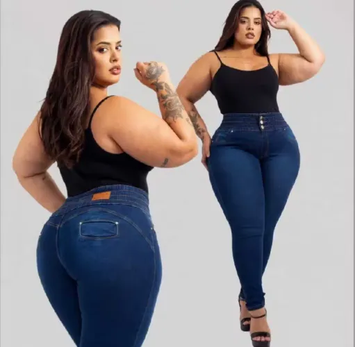 Calça jeans Plus size com elástico no Cós na cintura