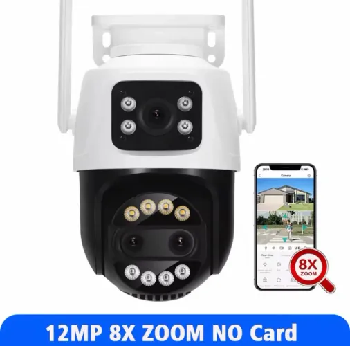 Câmera wifi ASECAM 12MP 8x zoom tela dupla ai humano detectar rastreamento icsee