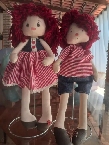 Casal de bonecos de pano - vintage