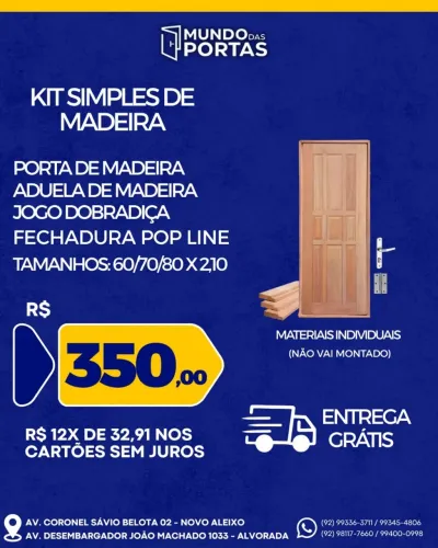 Kit Simples de Madeira - Mundo das Portas