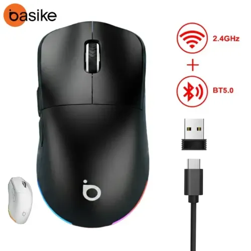 Basike Mouse Gamer Sem Fio Três Modos 2.4GHz + Bluetooth