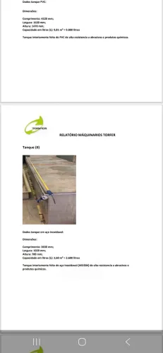 tanque para produtos quimicos