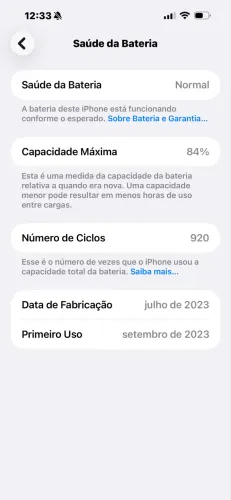 Vendo ou troco iPhone 15 pro max 1 tb usado estado de novo bateria 84% 
