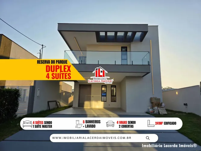 Residencial Reserva do Parque, Casa Duplex com 4 suítes, Piscina com cascata e hidromassag