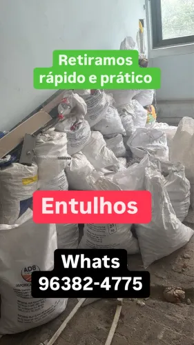 Entulhos ensacados, retiramos hoje