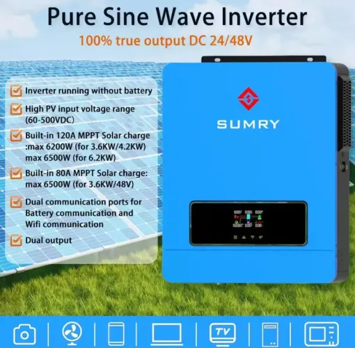 Inversor Solar Híbrido 6.2kw Sumry On/off Grid 48/220v
